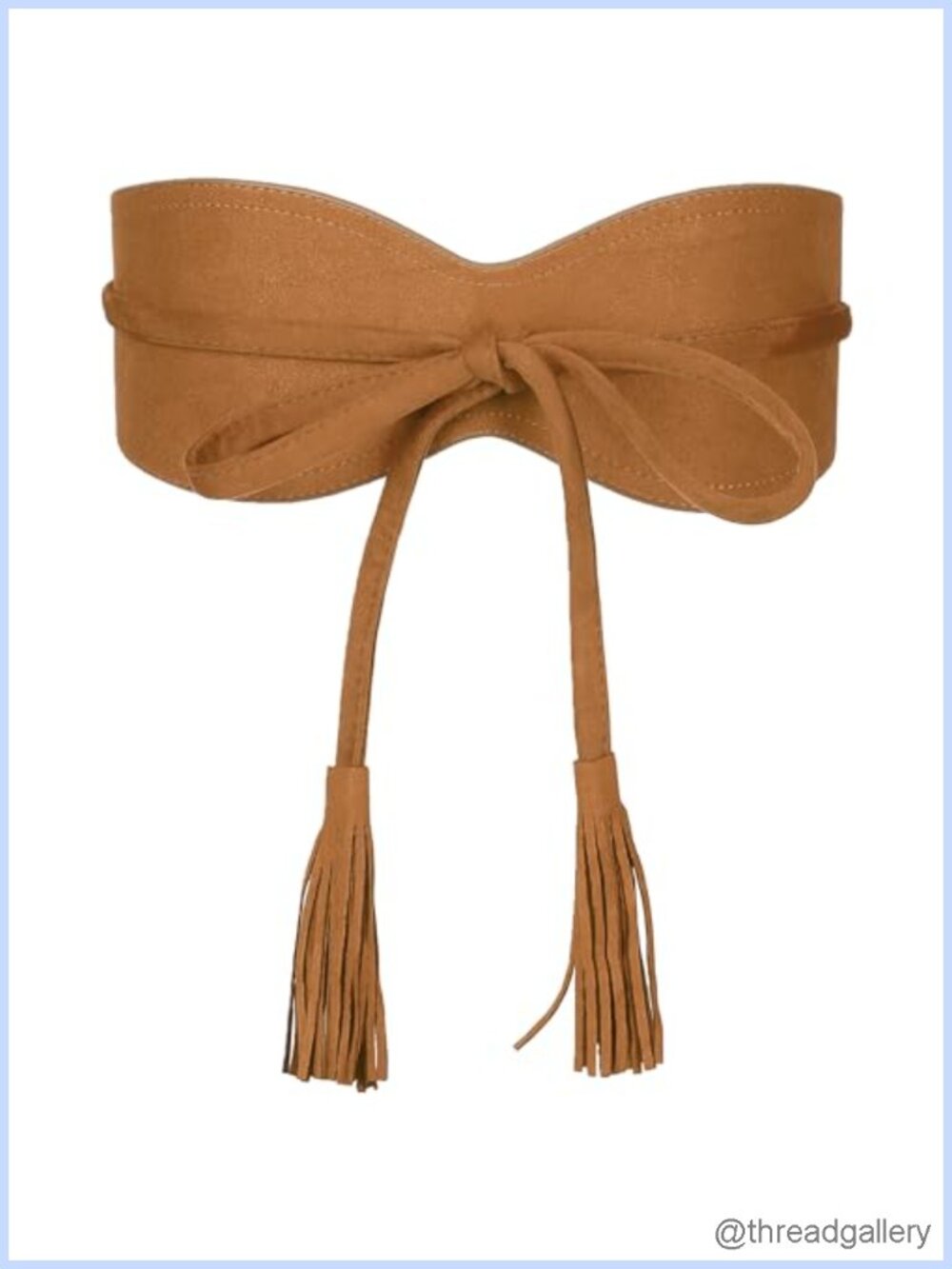Faux Suede Tassel Belt Vintage Bow Tie Corset Cinch Obi Waistband